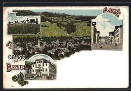 Litho Berneck, Kirche, Neugasse, Ruine R