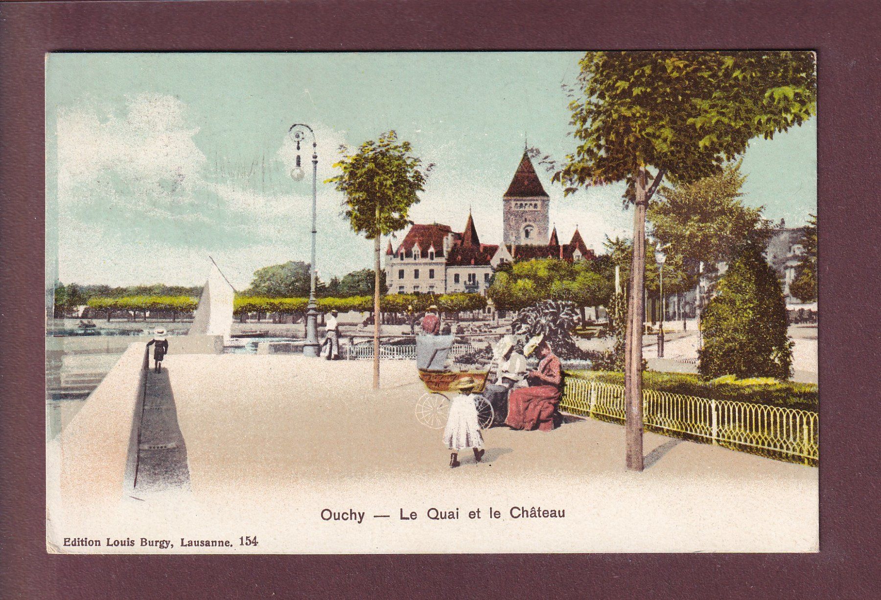 Cartoline postali: LAUSANNE - Ouchy - Quai - Château - 1907 – Usato da Pully venduto da nicecards