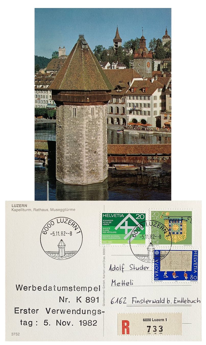 Cartoline postali: Luzern 1 Hauptpost Ersttag Werbedatumstempel Wasserturm – Nuovo (secondo la descrizione) da Bern venduto da AWiBe