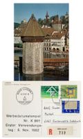 Luzern 1 Hauptpost Ersttag Werbedatumstempel Wasserturm