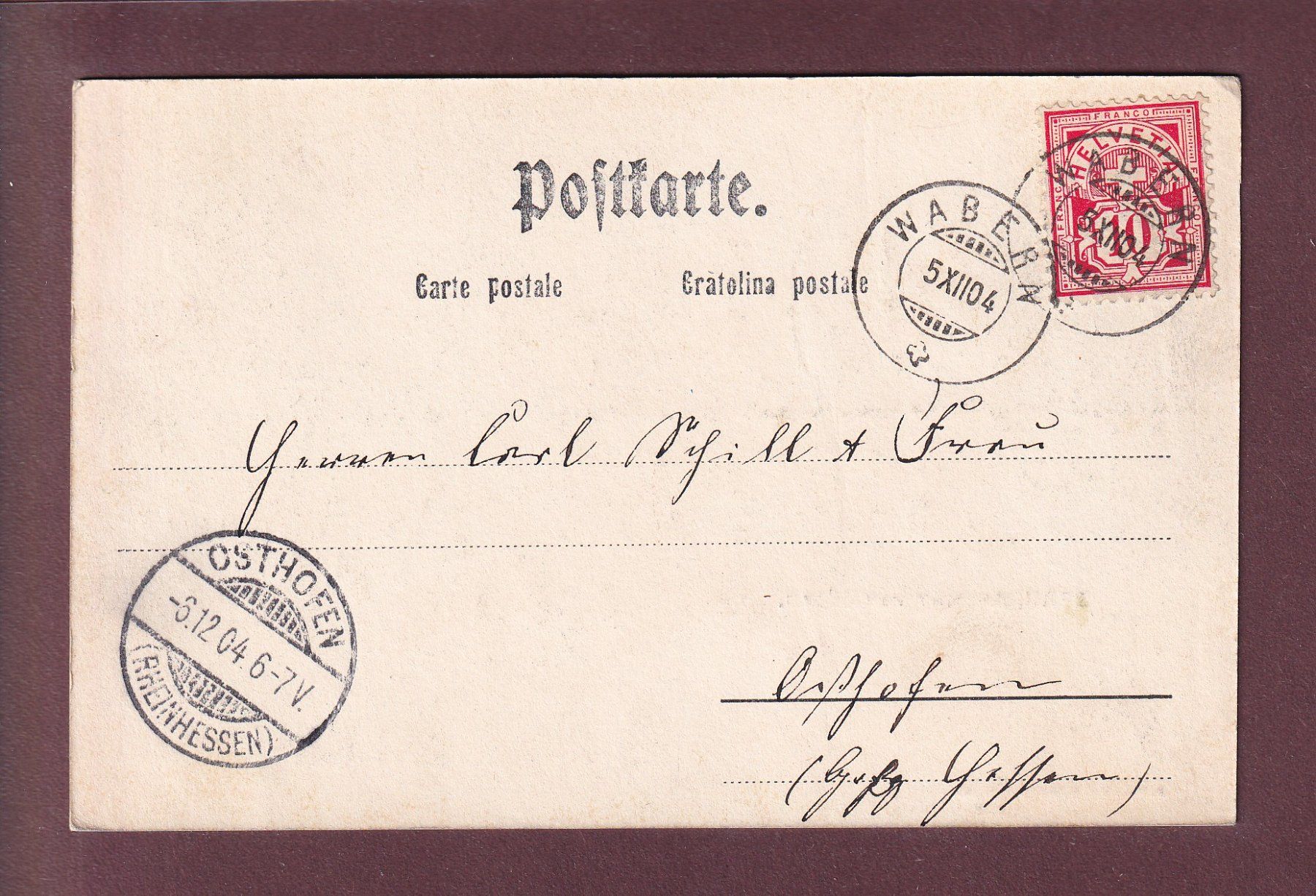 Cartoline postali: BERN - Ansicht von Süden - 1904 – Usato da Pully venduto da nicecards 1