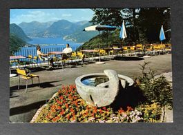 AK Kurhaus Serpiano Aussicht von der Terrasse mit Brunnen