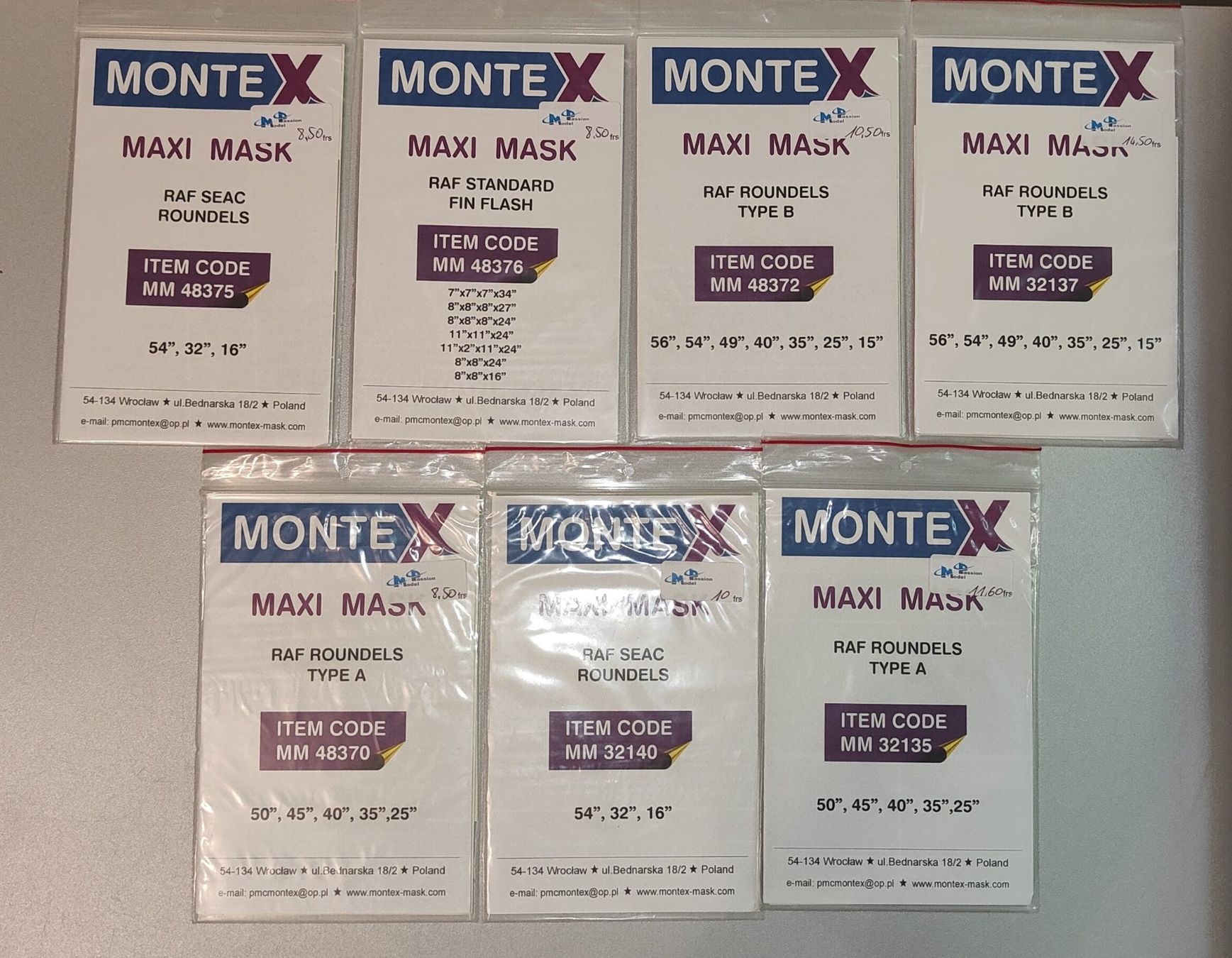 Modellbausätze & Standmodelle: 1/48 diverses masques Montex. 25 sets. – Neu (gemäss Beschreibung) aus Arconciel von breakout103 2