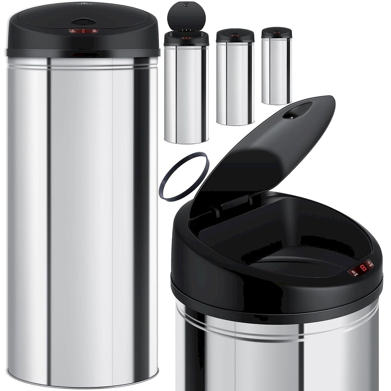Hailo Cestini per rifiuti: Automatik Sensor Mülleimer 40L silber – Nuovo e nell'imballaggio originale da Bottighofen venduto da zaap