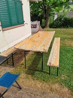 Gebrauchte Festbankgarnitur (1 Tisch + 2 Bänke)