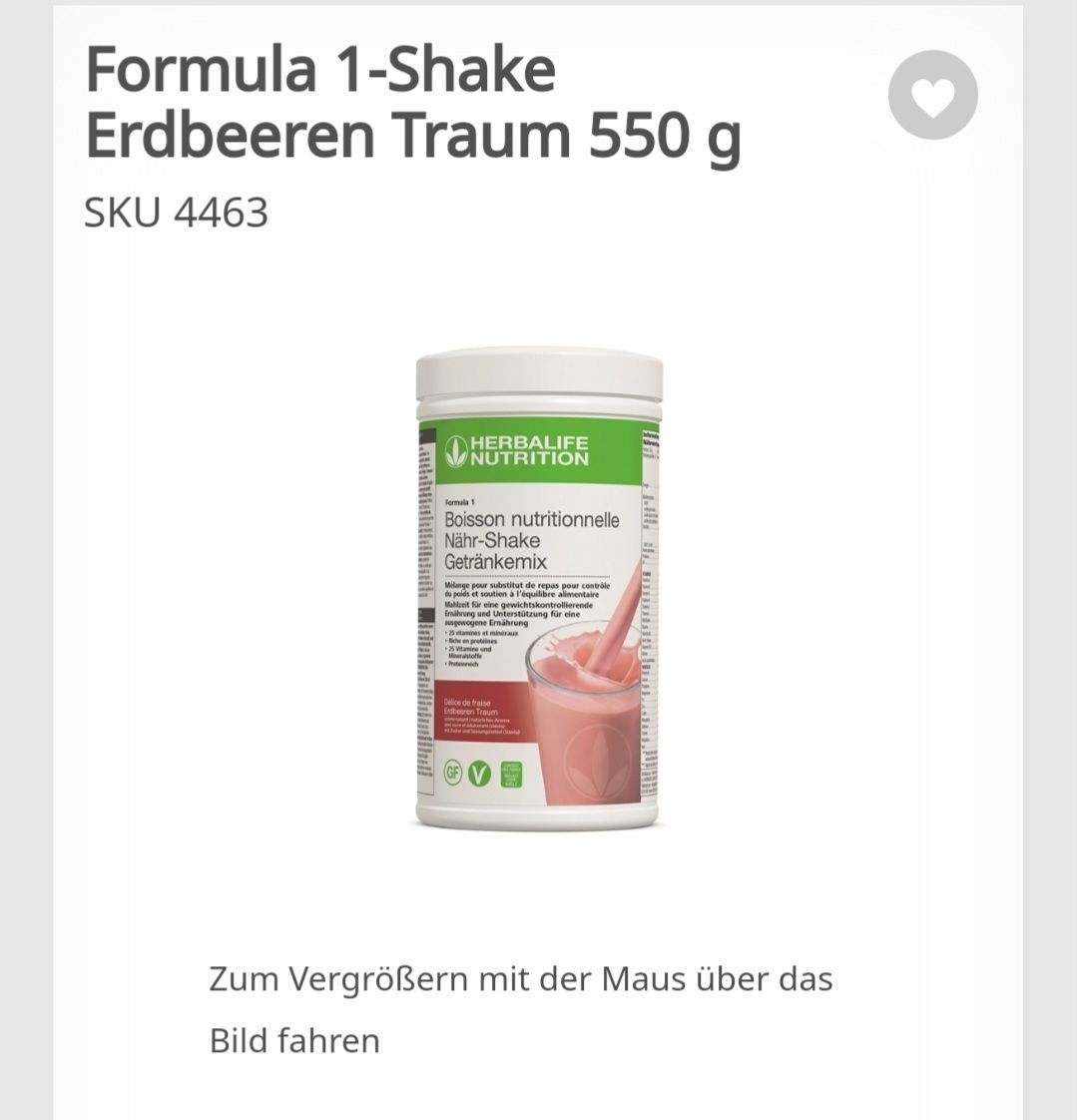 Herbalife Cibi & Specialità: Herbalife F1 Shake Erdbeere 550g – Nuovo e nell'imballaggio originale da Biel/Bienne venduto da Reykonaluna
