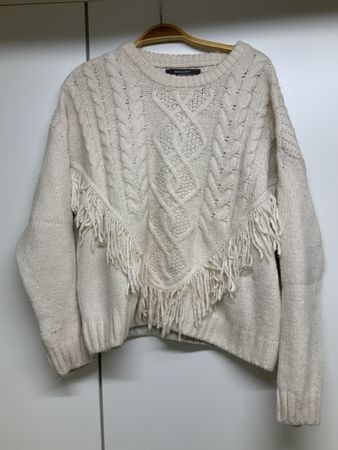 Pullover Primark weiss mit Fransen Grösse M gebraucht