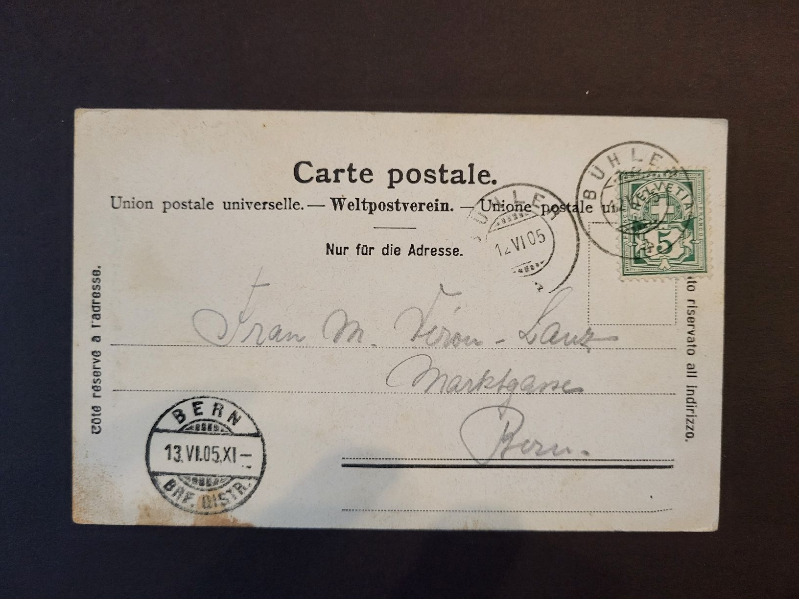 Cartoline postali: 1905, Postkarte nach Bern mit Scheffel Denkmal – Usato da stäfa venduto da brandy66 1