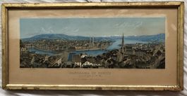 J. R. Dikenmann (1793-1883) -Aquatinta-Panorama Stadt Zürich