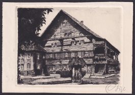 LANGNAU BE, Original-Radierung als Postkarte, signiert!