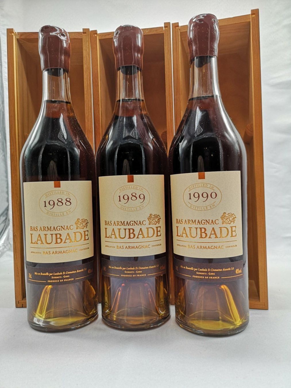 Bevande alcoliche: ARMAGNAC  millésimes 1988 / 1989 / 1990 – Nuovo e nell'imballaggio originale da Bulle venduto da italicum 1
