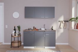 801 Singleküche Küchenzeile 150cm W/GRAU - Küche Einbauküche