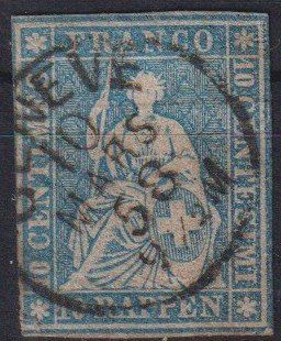 Tutti i francobolli: Schöner Strubel 23C hellblau mit Ortsstempel+++ – Usato da Samnaun-Compatsch venduto da Marken-Murk