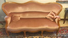 Elegantes barockes Sofa Massivholz Samtbezug