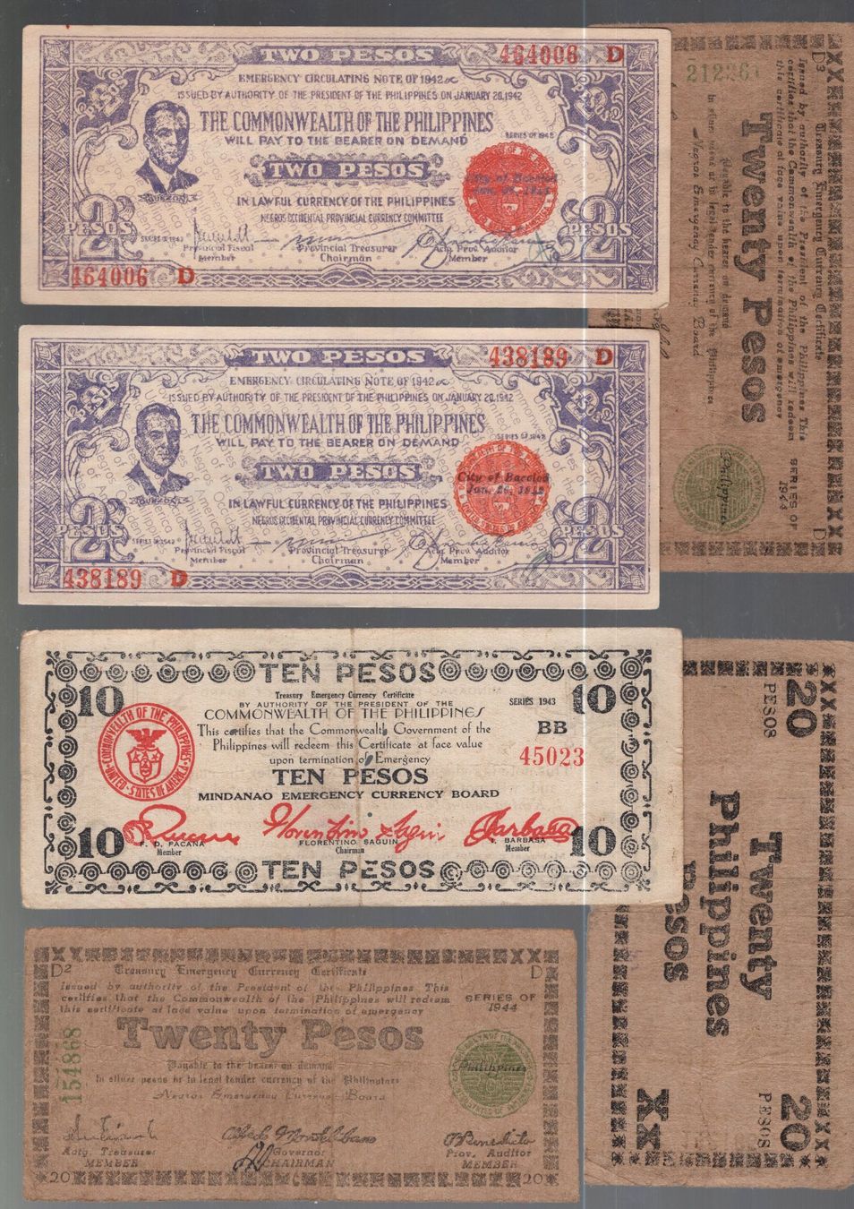 Banconote: Philippines noten 5 stück VF-UNC – Usato da Leibstadt venduto da baroc333