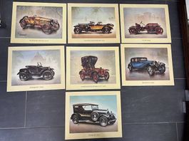 Set von 23 Oldtimer-Drucken / lot de 23 affiches de voitures