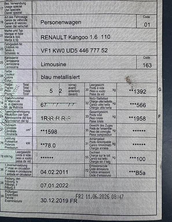 Autos: Renault Kangoo 1.6  – D'occasion à Cousset par dompich 7