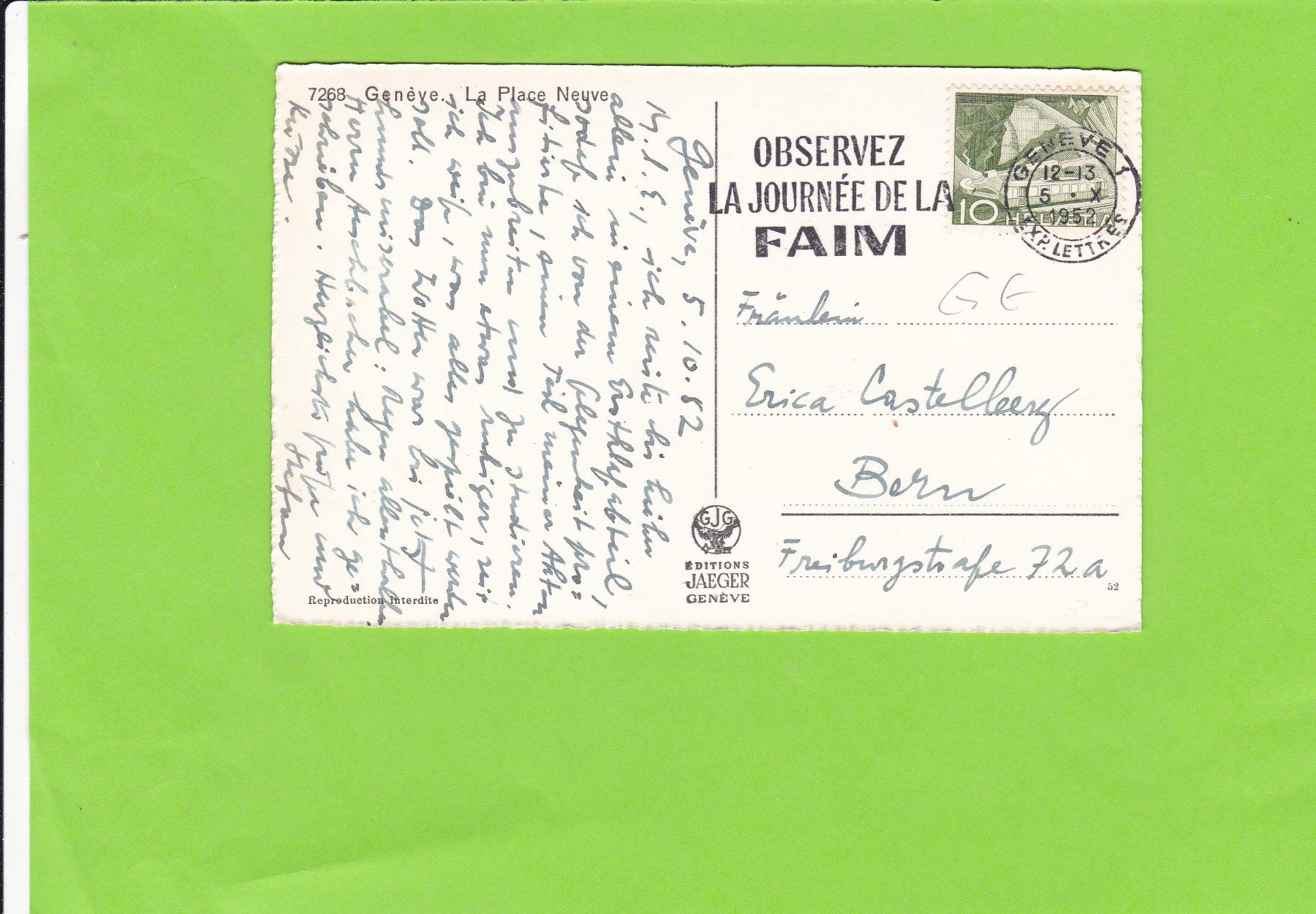 Cartoline postali: Genève-La Place Neuve – Usato da St. Peterzell venduto da neckertal 1