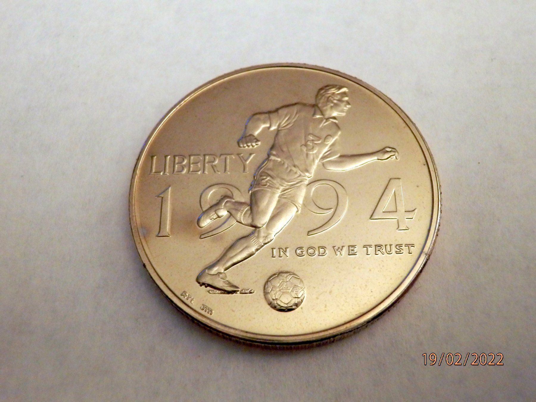 Medaillen: Fussball WM USA 1994, Half Dollar, PP. – Gebraucht aus Ueberstorf von dinbau