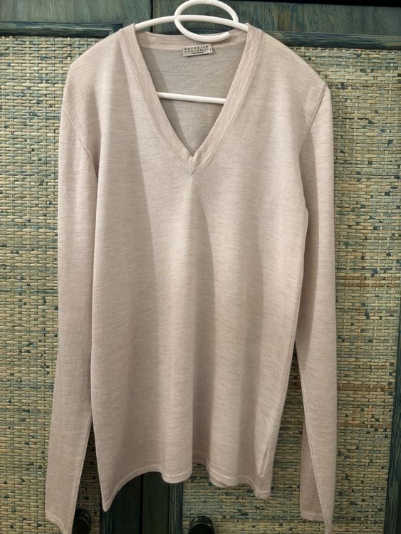 Pull Femme Brunello Cucinelli En Cachemire Et Soie - Couleur Beige, Taille XS, Avec Perles (monili), Neuf Avec étiquettes