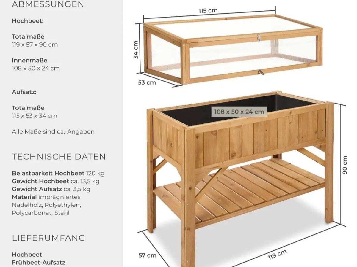 Vasi per fiori: Hochbeet mit Ablage und Frühbeet-Aufsatz VANTERO – Nuovo e nell'imballaggio originale da Lachen SZ venduto da sw3zzy 5