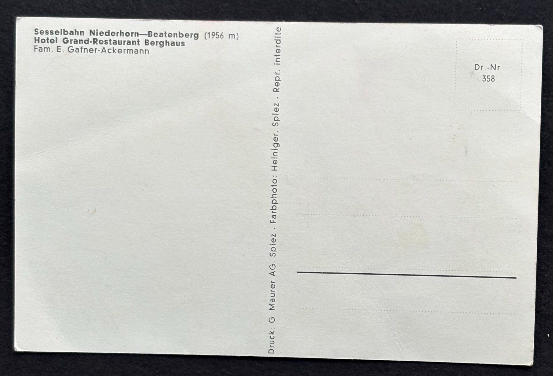 Cartoline postali: ANSICHTSKARTE SESSELBAHN NIEDERHORN-BEATENBERG – Usato da Ostermundigen venduto da crazy-horse-1840 1