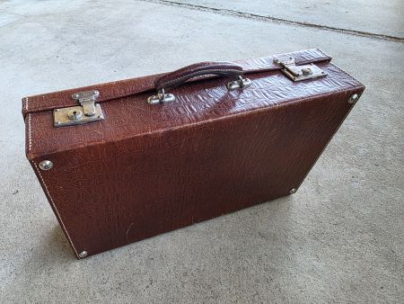 antiker Leder Koffer Toiletten Reise Akten Koffer Vintage