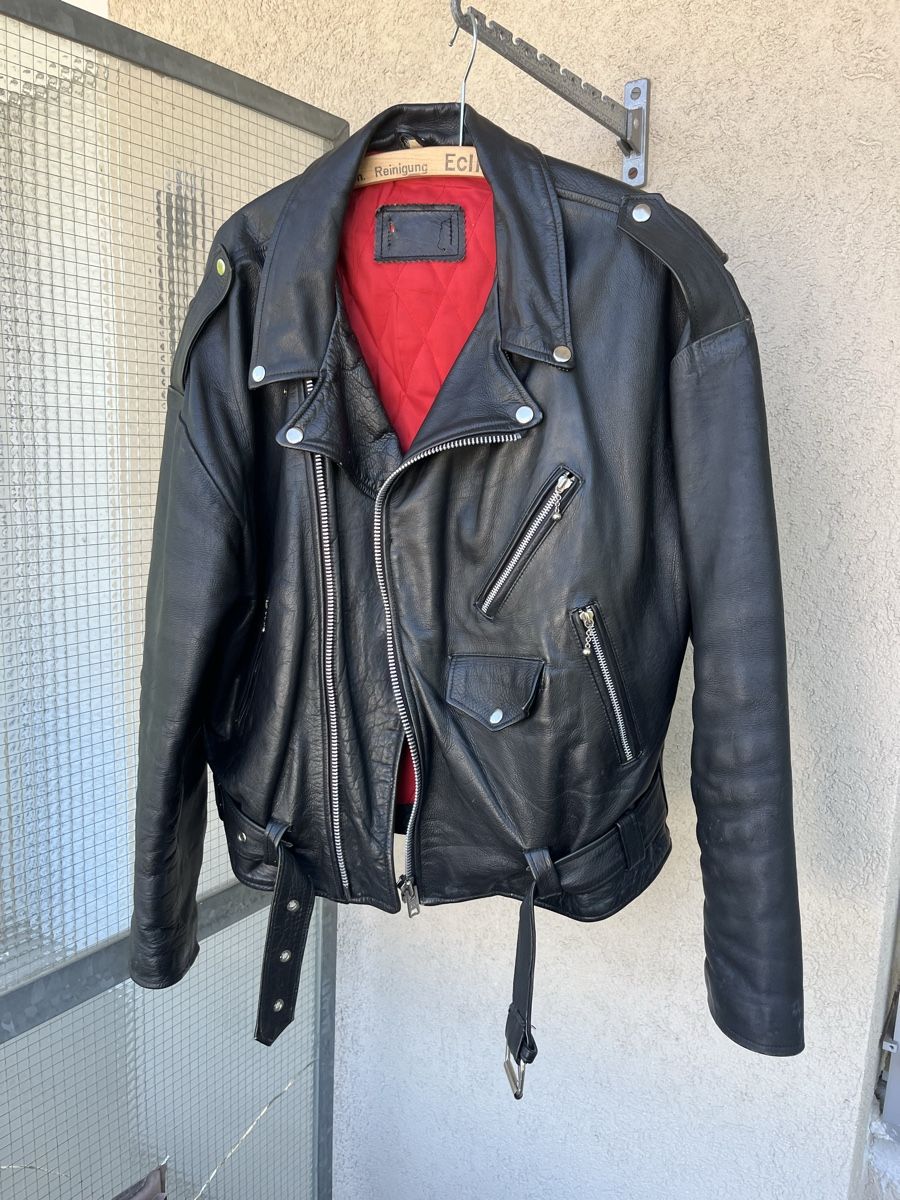 Giacche: Schwarze Bikerjacke aus echtem Leder XL – Usato da Basel venduto da Bobthebobber