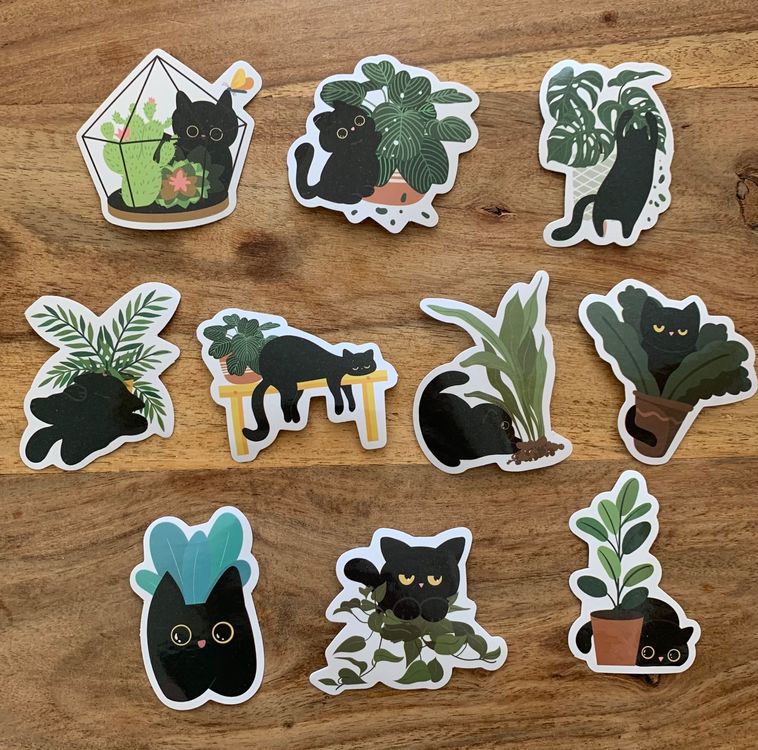 10 Sticker Katzen & Pflanzen (Neu und originalverpackt) in Geneve für ...