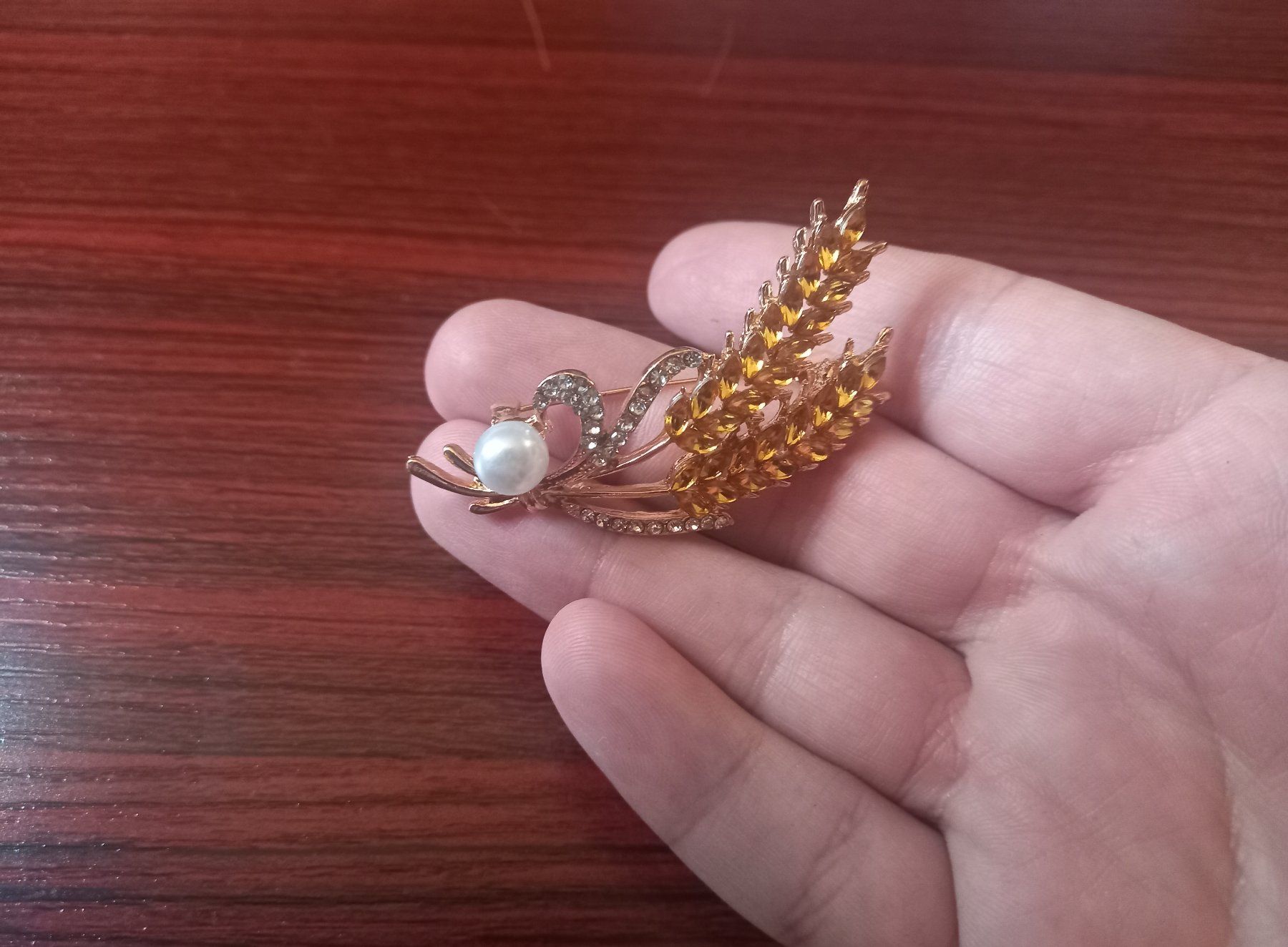 Broschen & Nadeln: 5x Goldene Brosche Ähren Perle Strass Vintage - Broche blé – Neu und originalverpackt aus Bussigny von NATURALO