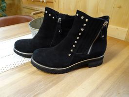 Bruglia Ankle Boots Leder schwarz - silber Gr. 40 - 426322