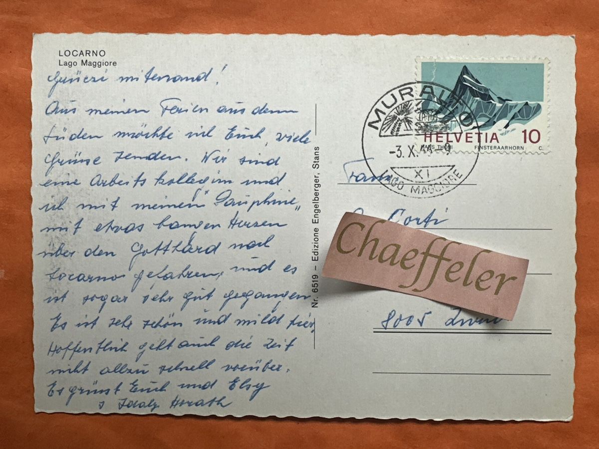 Cartoline postali: 1966 Locarno, Lago Maggiore  – Usato da Zürich venduto da Chaeffeler 1