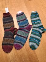 3 er paar Warme, handgestrickte Socken, Grösse 36/37