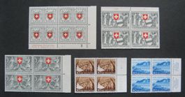 PP 1950 - 1953 5 Viererblöcke postfrisch