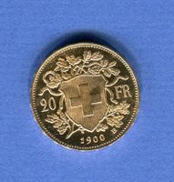 (183) 20 Fr. 1900 Vreneli Stgl Gold Profflike