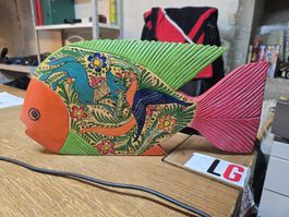 Handbemalte Holzfigur Fisch aus Oaxacan Mexiko (D1)