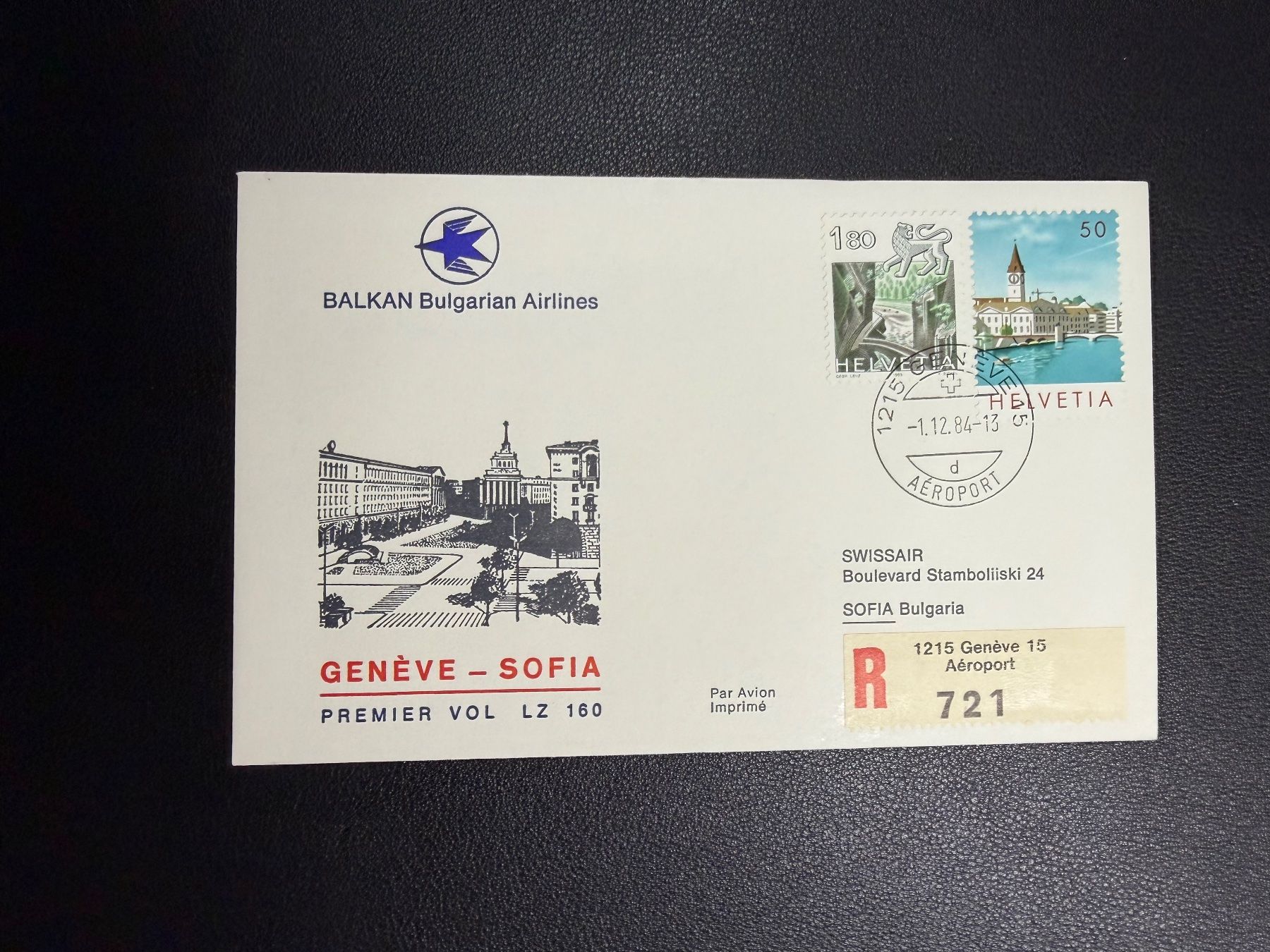 Tous les timbres: Bulgarian Airlines Erstflugbrief Genf-Sofia 1984 – D'occasion à oberrüti par jeanmei
