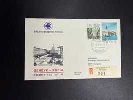 Bulgarian Airlines Erstflugbrief Genf-Sofia 1984
