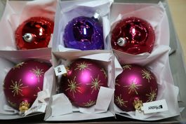 6 Christbaumkugeln, assortiert, Glas, Ø 8cm - NEU