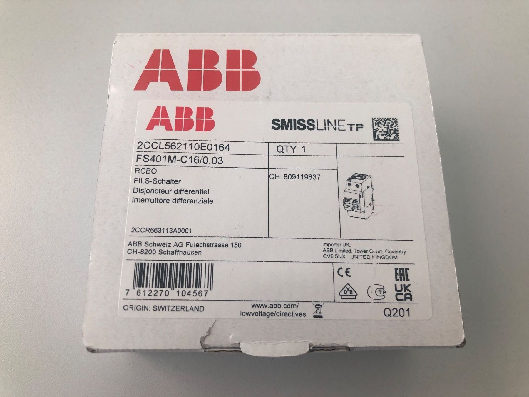 ABB Componenti elettronici: FILS Schalter ABB – Nuovo e nell'imballaggio originale da Röschenz venduto da Prydwynn