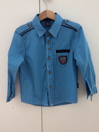 Chemise garçon bleue, motif à pois, taille 4 ans, neuve