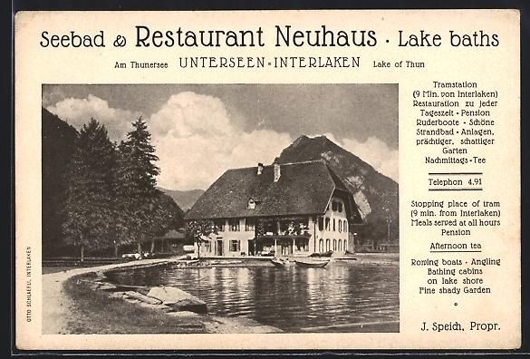 Cartes postales: Interlaken, Seebad und Restaurant Neuhau – D'occasion à Berlin par bartko-reher