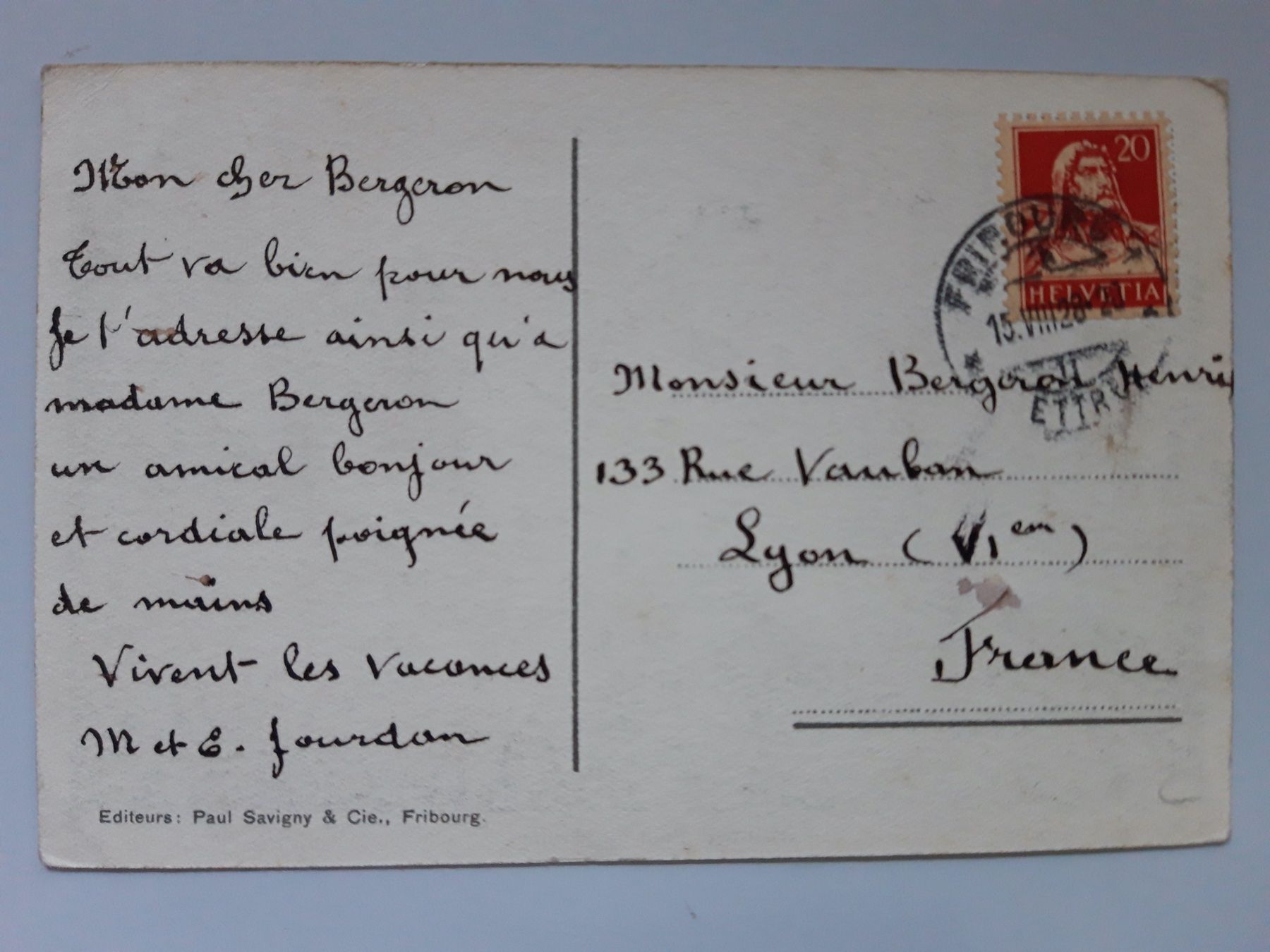 Cartoline postali: Fribourg Pont de Pérolles – Usato da Sargans venduto da nicsam1815 1