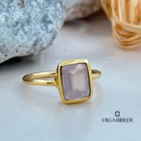Rosenquarz Ring – Sterling Silber Grösse 56