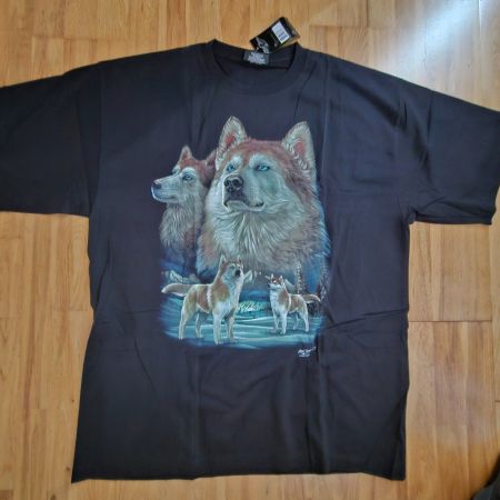Schwarzes T-Shirt mit Hundemotiv Grösse XXL neu