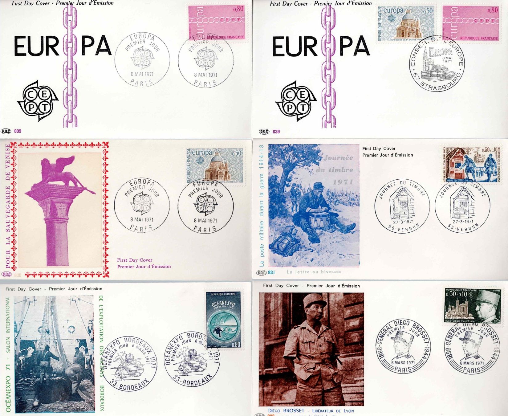 Tutti i francobolli: 6 Stück FDC Frankreich – Usato da Koblenz venduto da Markenhimmel