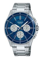 ⌚ Herrenuhr ®CASIO Edelstahl Blau 44mm Tag & Datum 5 ATM NEU