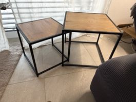 Beistelltisch Set Holz Metall schwarz 