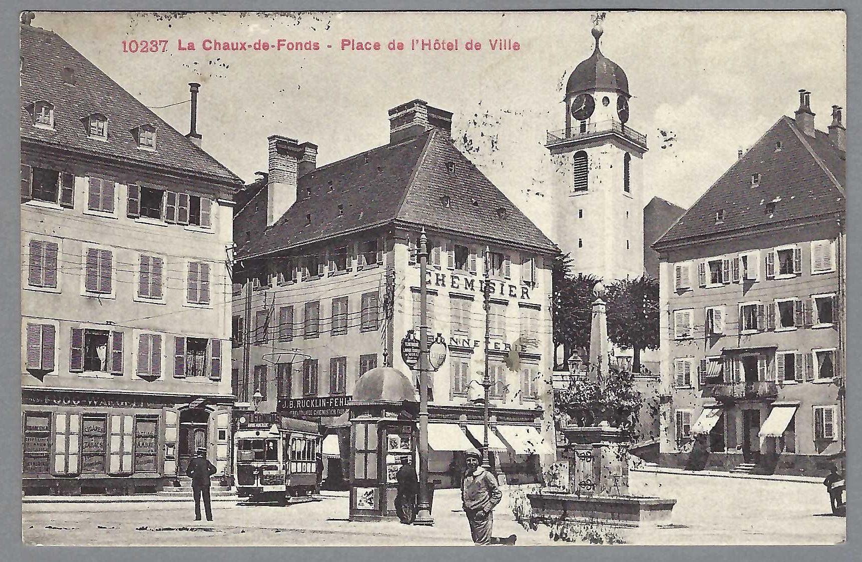 Cartes postales: 1912, CHAUX-DE-FONDS, TRAM, ANIMÉE – D'occasion à Pura par ulisse1957