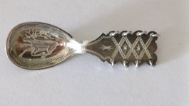 Broche Cuillère Argent Massif Same Laponie Suède 1942!